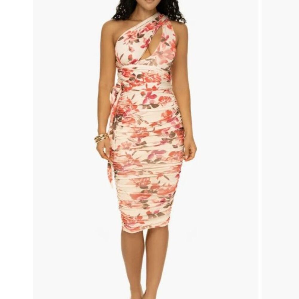 JLUXLABEL Secret Meadow Floral Convertible Bodycon Midi Dress Size Small